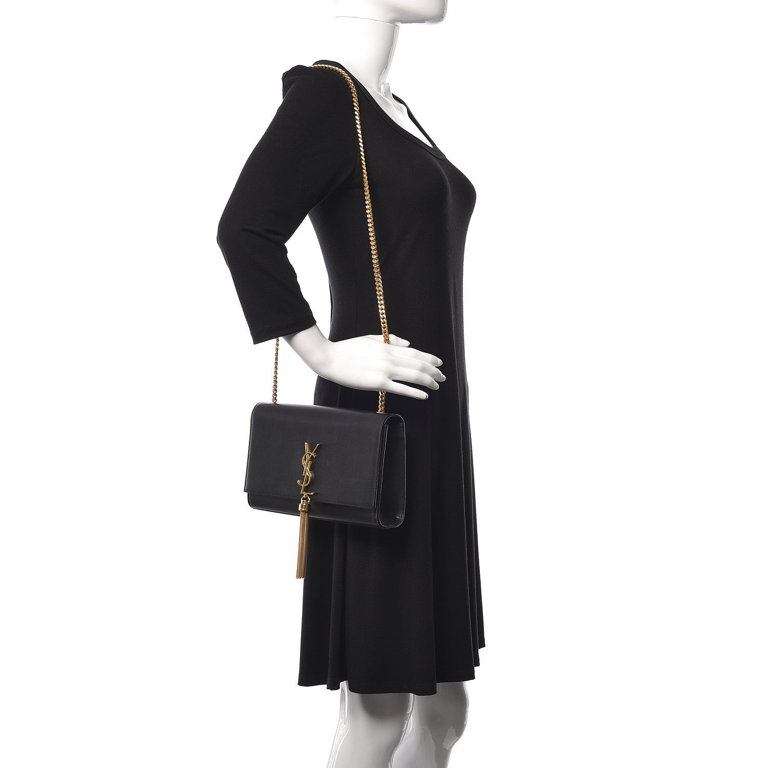 Saint Laurent Smooth Calfskin Medium Classic Monogram Kate Tassel Satchel Black 2 of 9