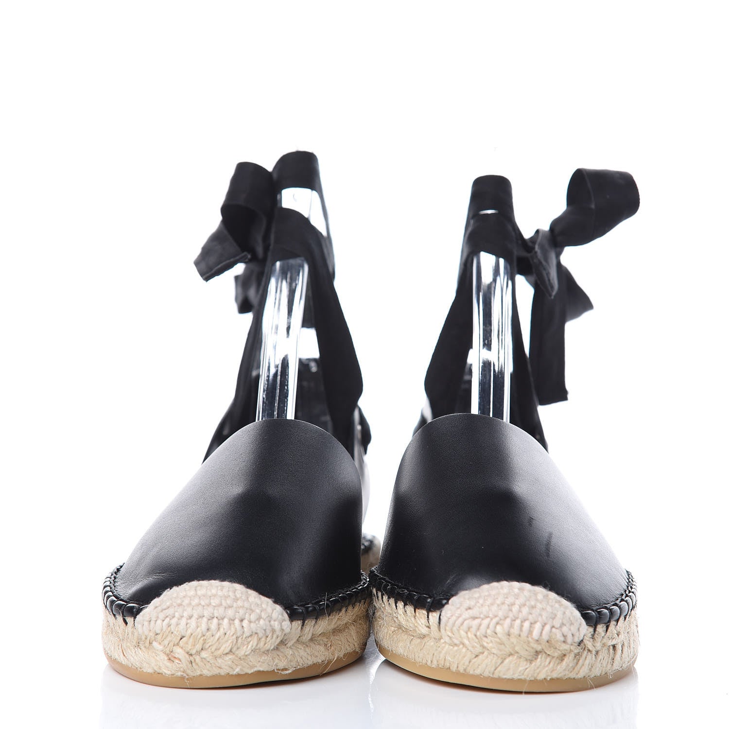 Christian Dior Calfskin Nicely-D Ankle Tie Espadrilles Flats 37 Black 2 of 9