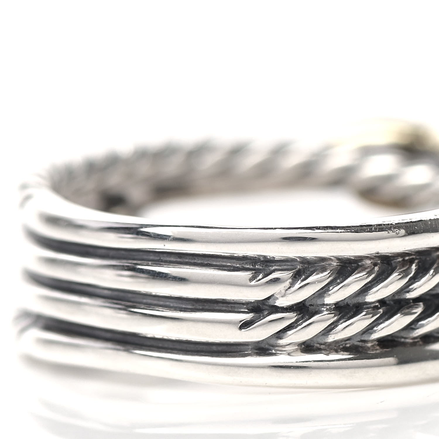 David Yurman Sterling Silver 18K Yellow Gold 6mm X Crossover Ring 54 6.75 6 of 6