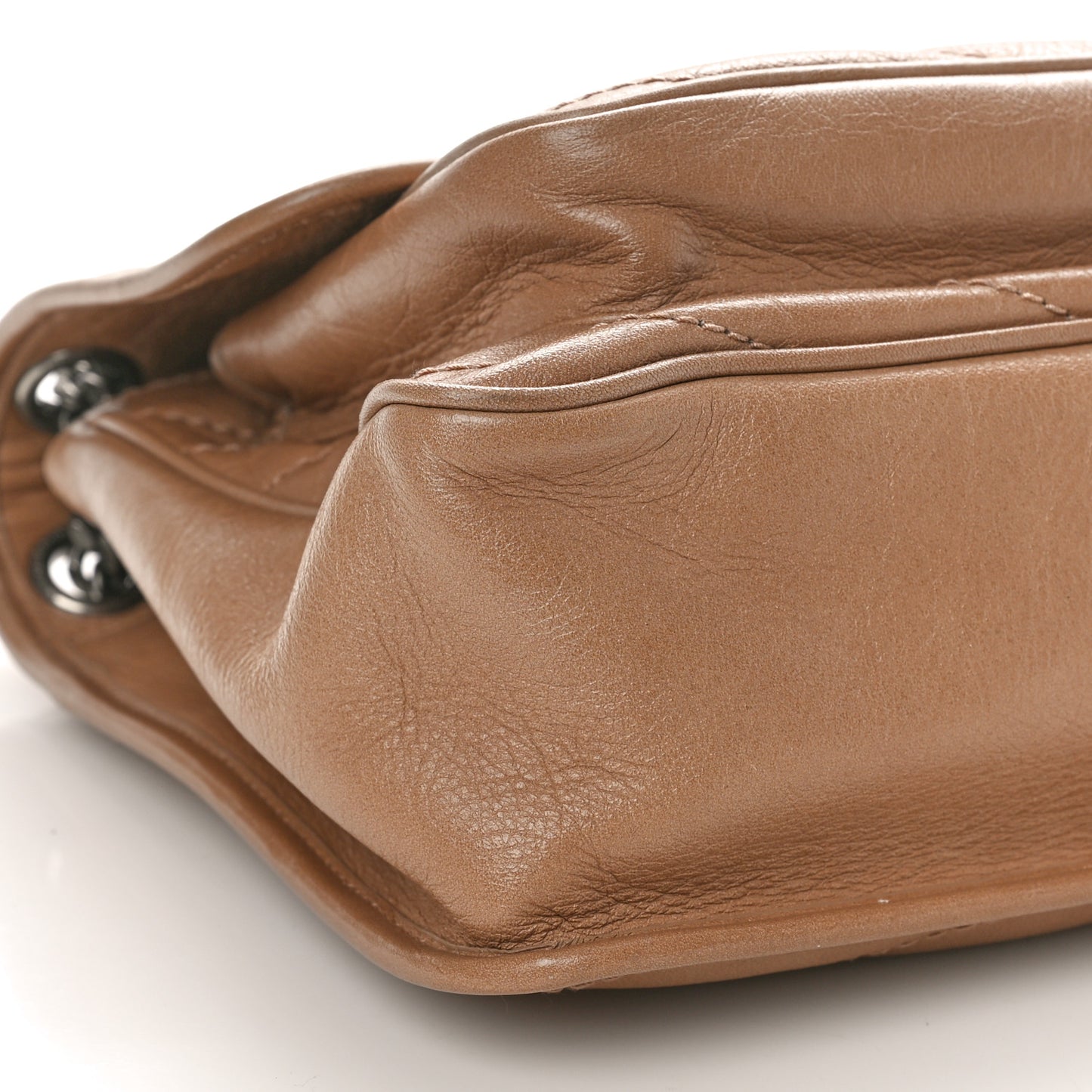 Crinkled Calfskin Matelasse Monogram Medium Niki Chain Satchel Dark Toffee