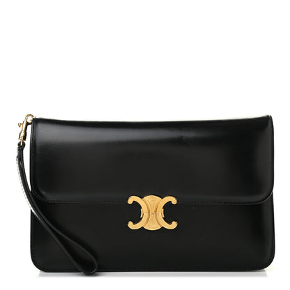 Celine Shiny Calfskin Triomphe Clutch Black 1 of 18