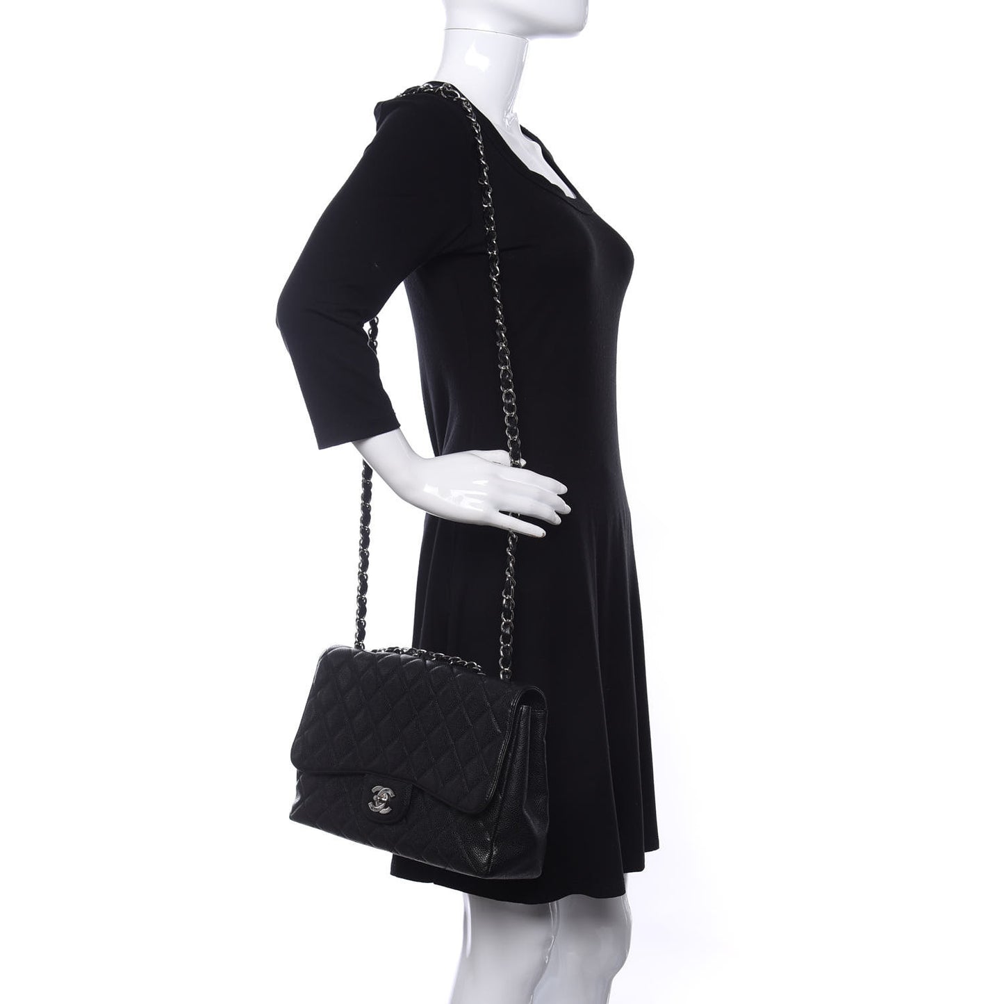 Caviar Quilted Jumbo Single Flap Black