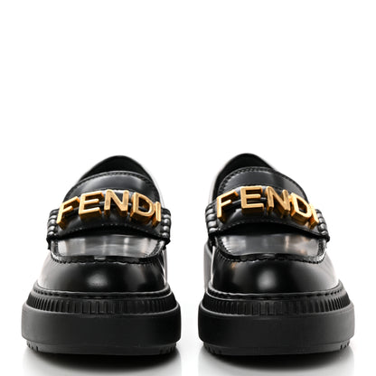 Fendi Vitello Abrasivato Fendigraphy 50mm Loafers 37 Black 2 of 10