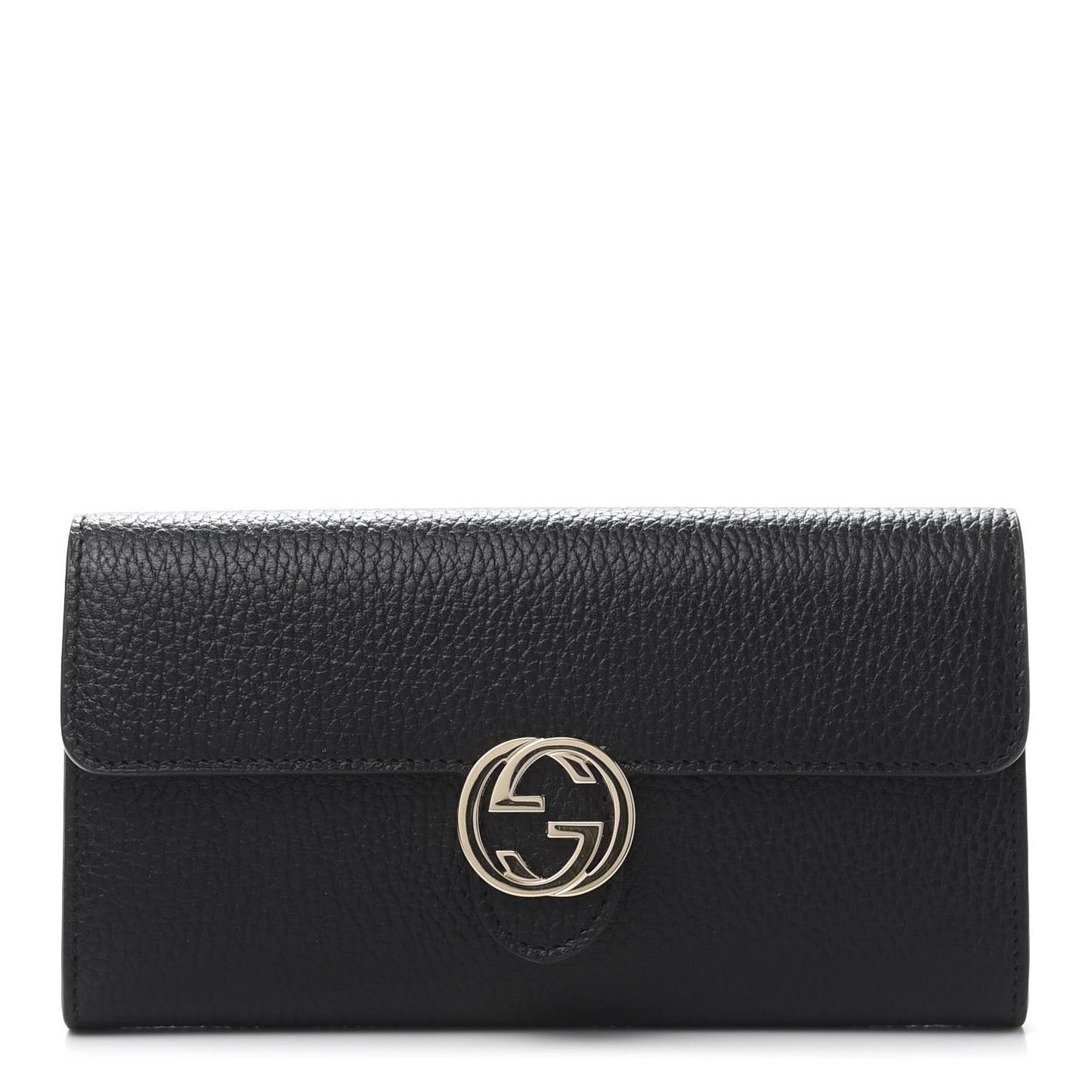Pebbled Calfskin Icon Continental Wallet Black