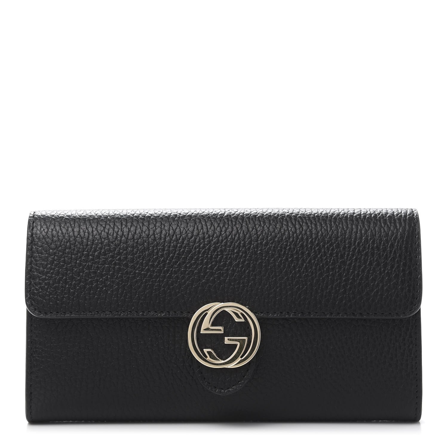Gucci Pebbled Calfskin Icon Continental Wallet Black 1 of 10