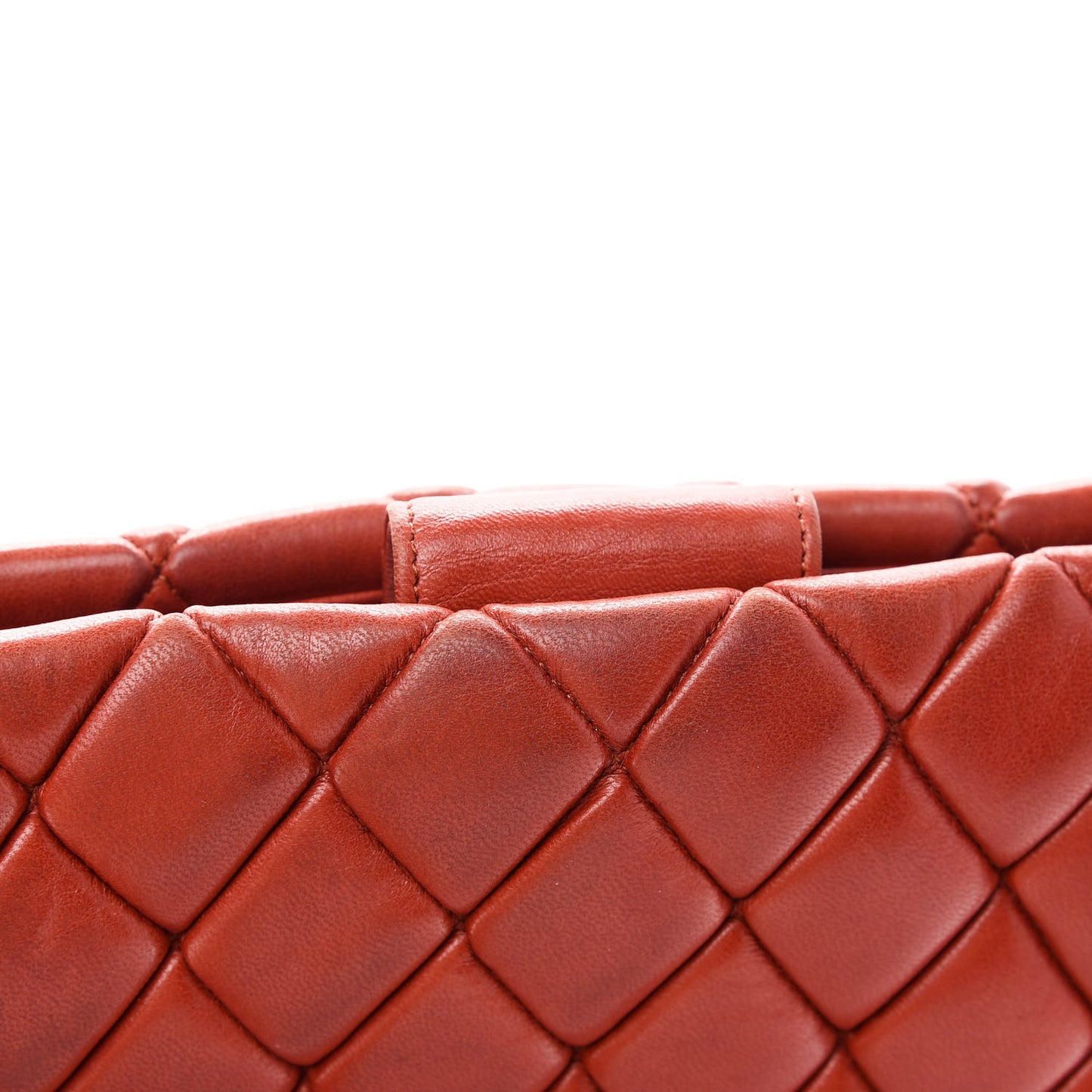 Lambskin Quilted Small New Bubble Quilt Tote Red