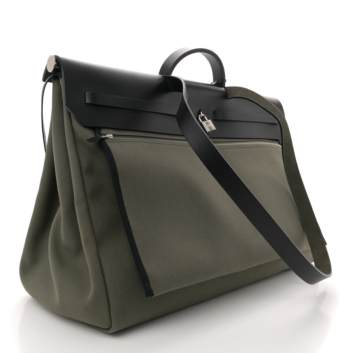 Hermes Criss Viking Vache Hunter Herbag Cabin Zip Retourne 50 Vert De Gris Black 4 of 11