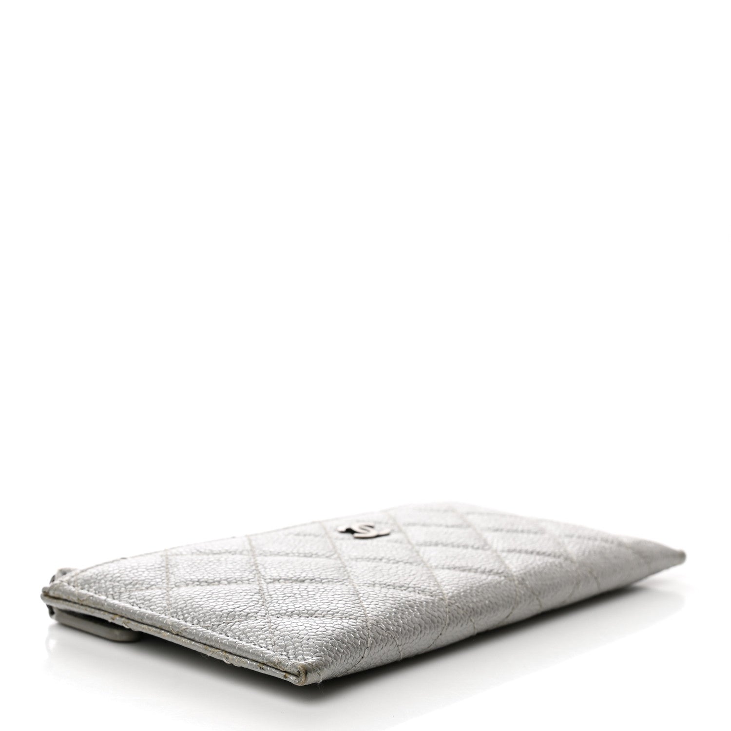 Chanel Metallic Caviar Quilted Classic Zip Pouch Silver 4 of 8