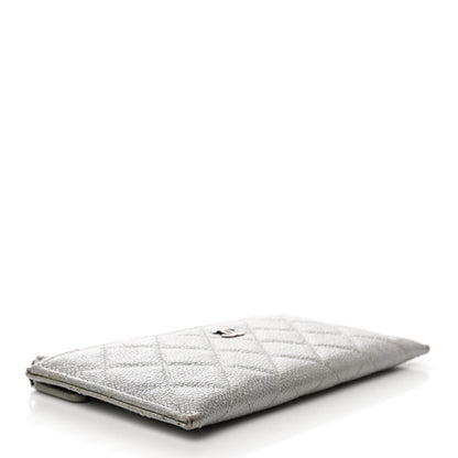 Chanel Metallic Caviar Quilted Classic Zip Pouch Silver 4 of 8