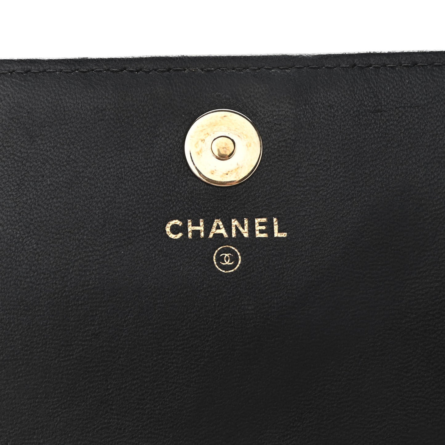 Lambskin Quilted Boy Wallet On Removable Chain WOC Black