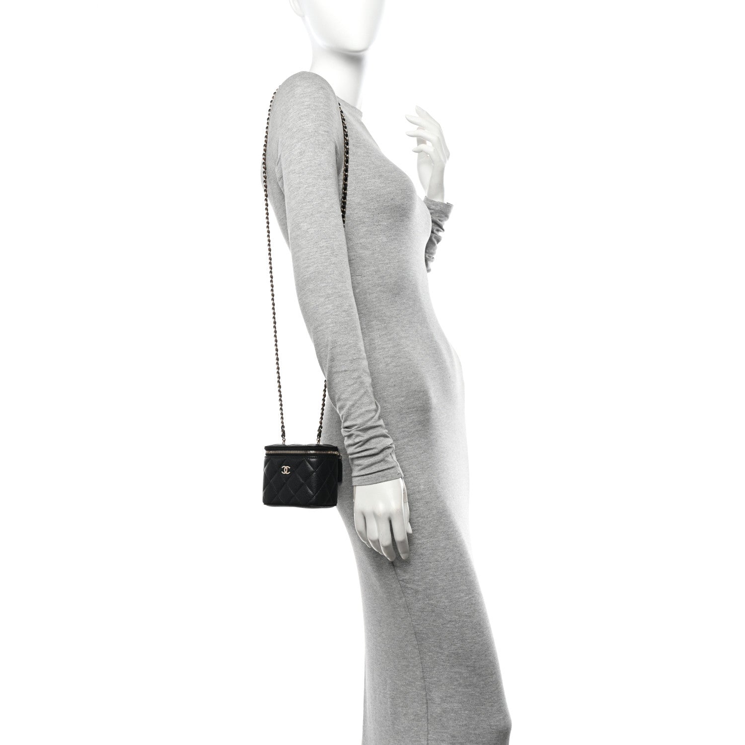 Chanel Caviar Quilted Mini Vanity Case With Chain Black 2 of 11