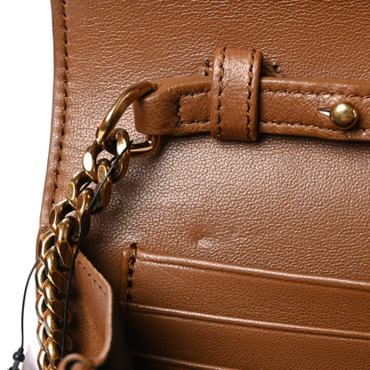 Saint Laurent Lambskin Carre Quilted Cassandre Chain Wallet Brown 11 of 12