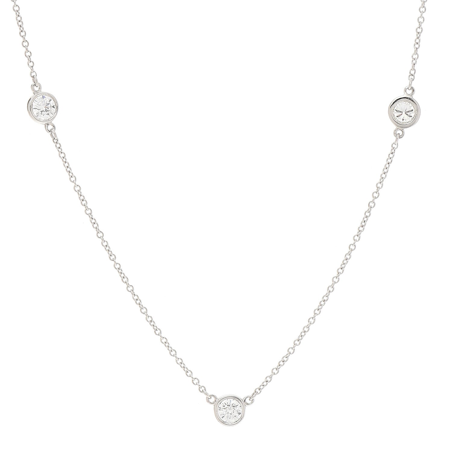 Tiffany Platinum Diamond 3 Station Diamonds by the Yard Necklace 4 of 6