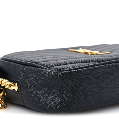 Saint Laurent Grain De Poudre Matelasse Monogram Mini Lou Camera Bag Black 9 of 10
