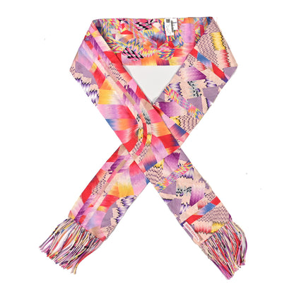 Hermes Silk Marble Fringed Muffler Rose Multicolor 1 of 4