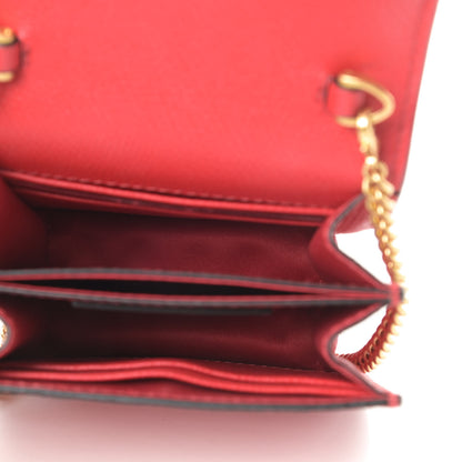 Valentino Garavani Grainy Calfskin Vlogo Compact Wallet with Chain Rouge Pur 5 of 10