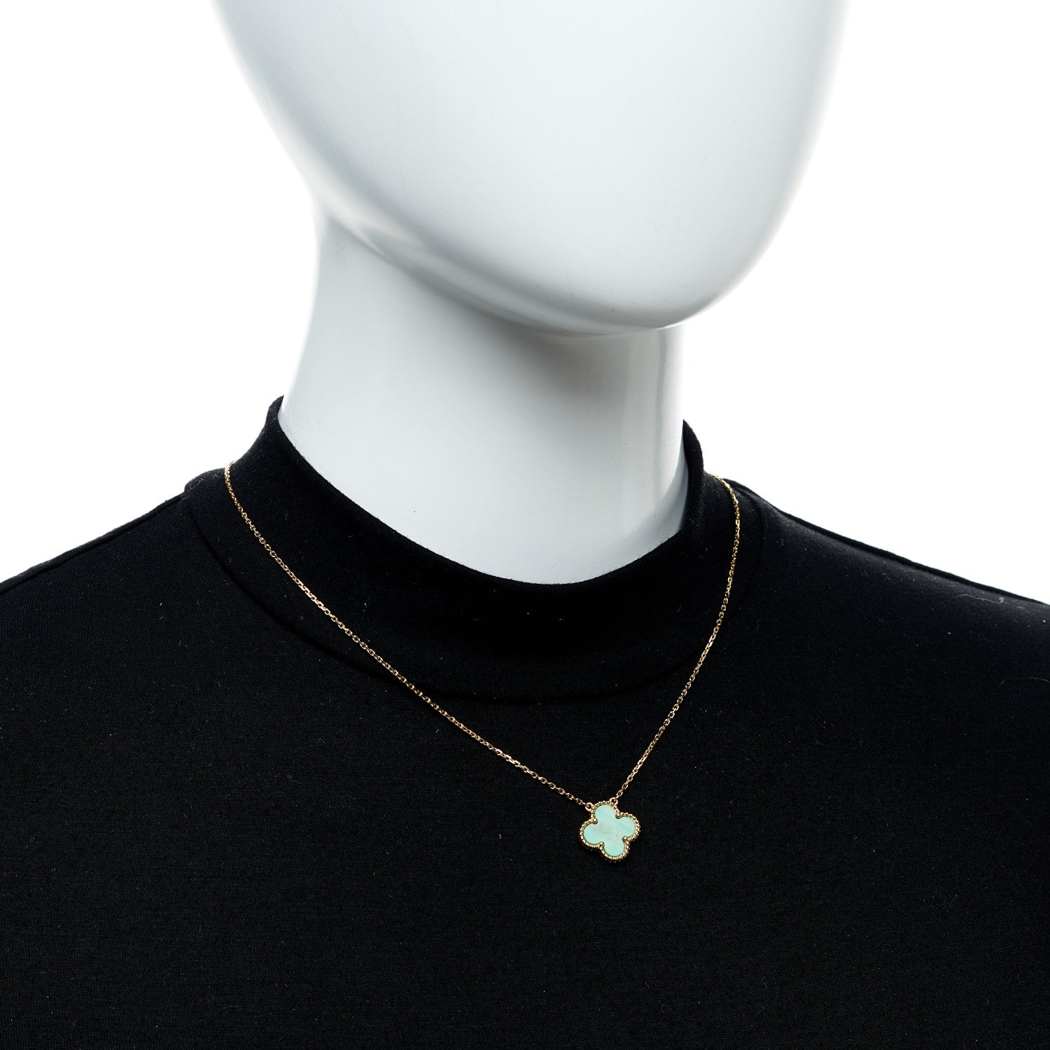 Van Cleef & Arpels 18K Yellow Gold Malachite Vintage Alhambra Pendant Necklace 2 of 6