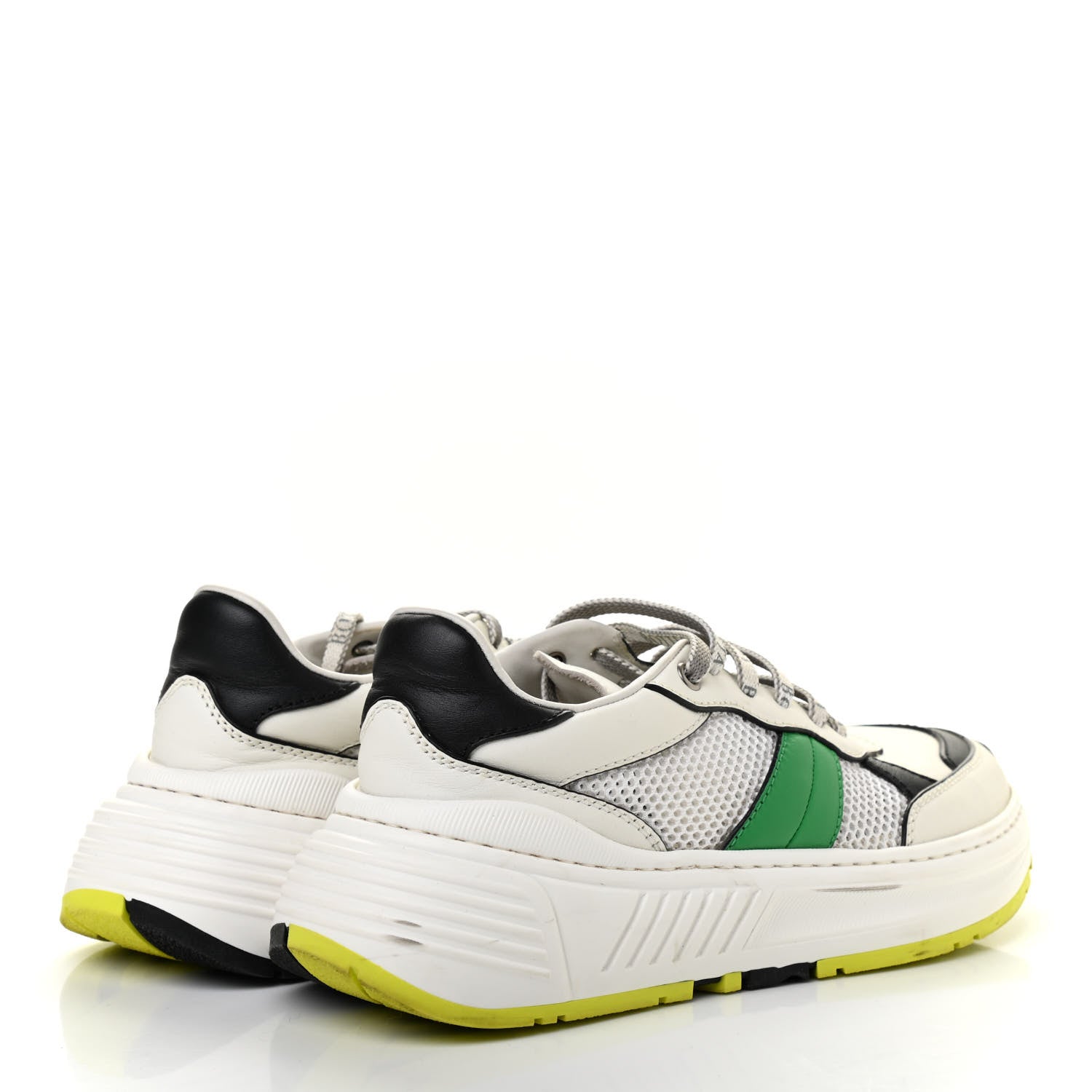 Bottega Veneta Calfskin Technical Mesh Speedster Sneakers 38 White Black Green 4 of 7