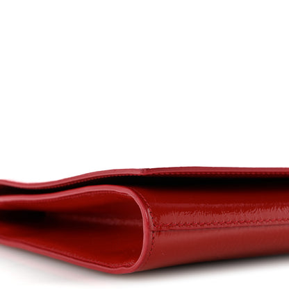 Saint Laurent Textured Patent Monogram Large Belle De Jour Clutch Red 9 of 13