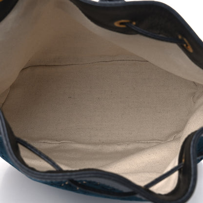 Gucci Velvet GG Monogram Web Bucket Bag Blue Beige 4 of 4