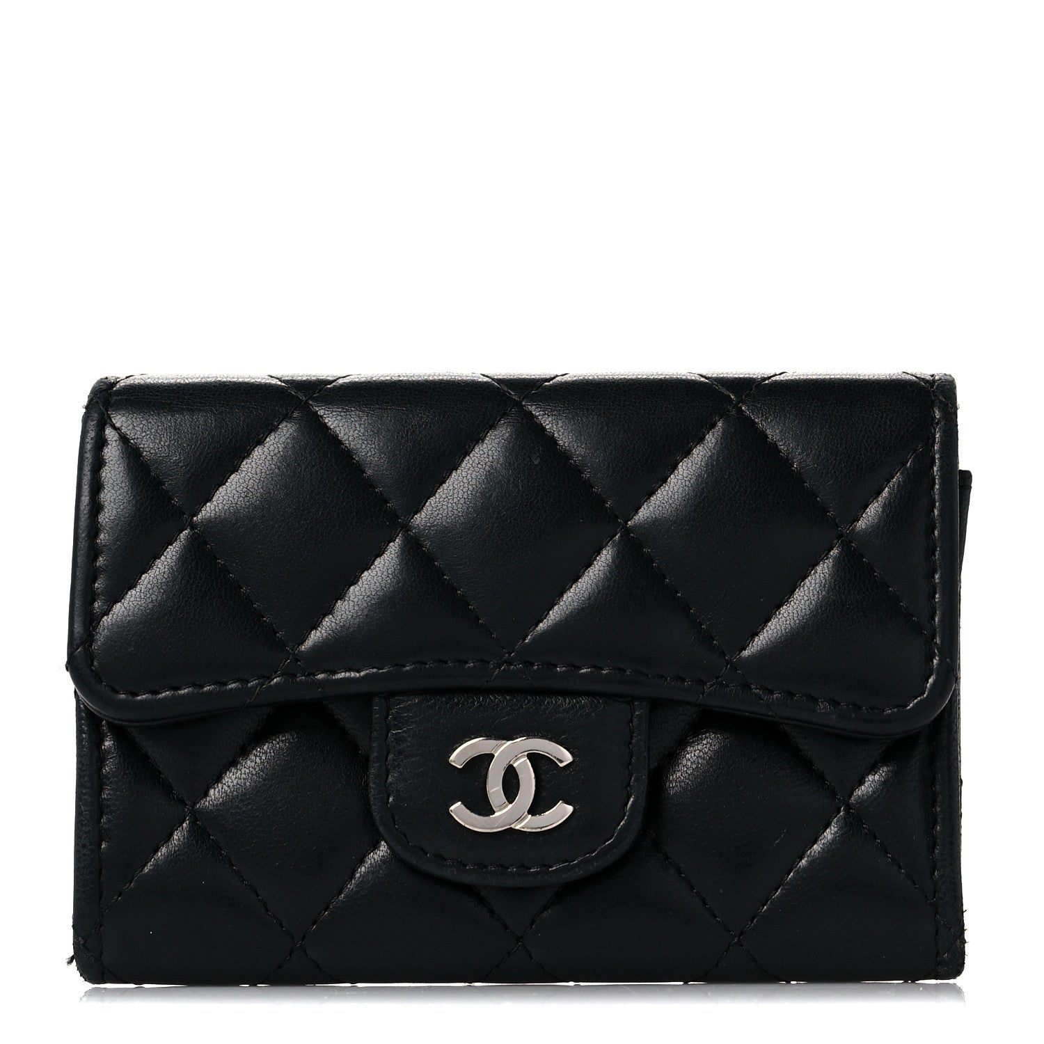 Chanel Lambskin Quilted Flap Card Holder Wallet Black 1 of 10