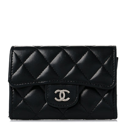 Chanel Lambskin Quilted Flap Card Holder Wallet Black 1 of 10