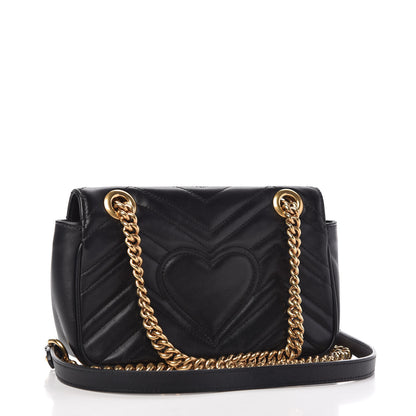 Gucci Calfskin Matelasse Mini GG Marmont Shoulder Bag Black 3 of 10