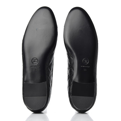 Chanel Aged Calfskin Quilted CC Cap Toe Ballerina Flats 39 Black 5 of 12