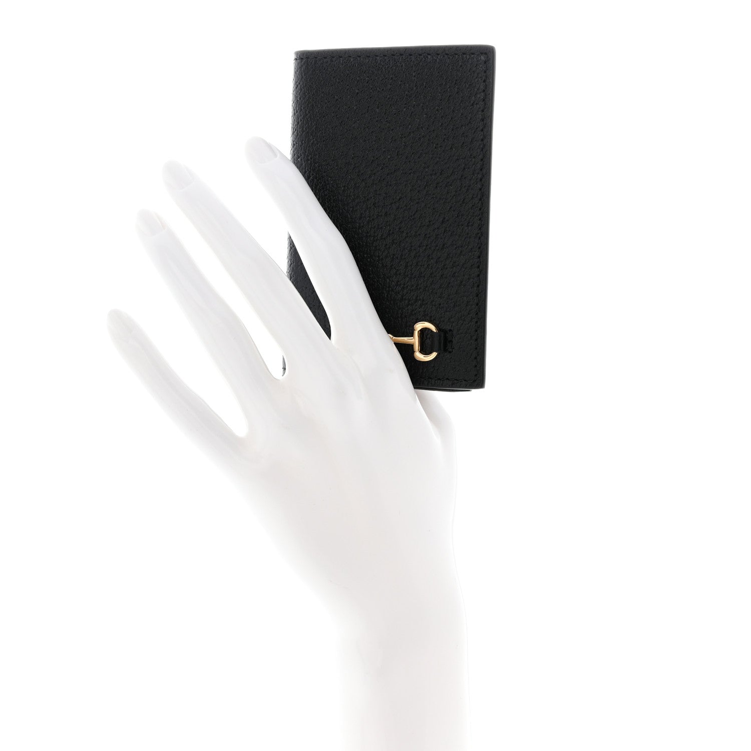Gucci Textured Dollar Calfskin Horsebit Card Holder Black 2 of 7