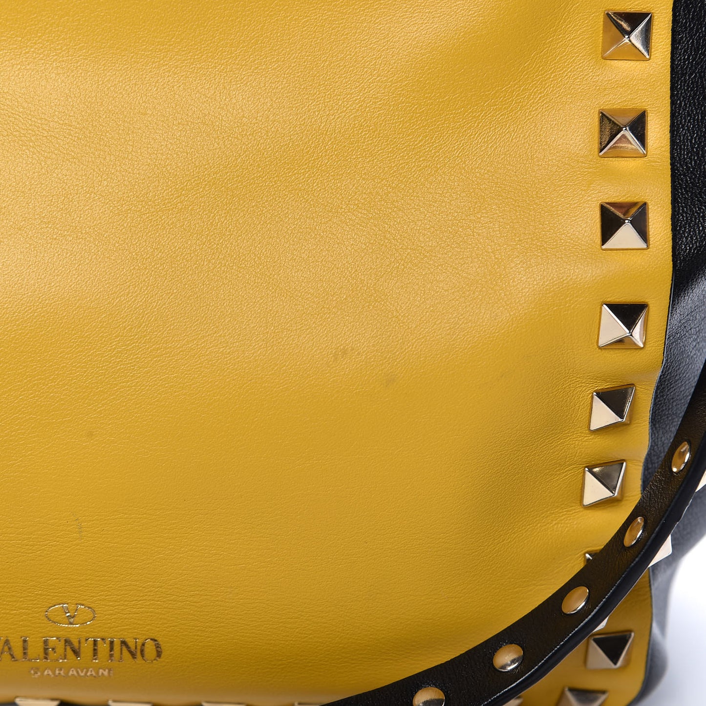 Vitello Mini Rockstud Tote Yellow Black