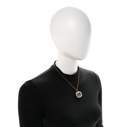 Gucci Crystal Embellished Double G Necklace Aged Gold 2 of 7