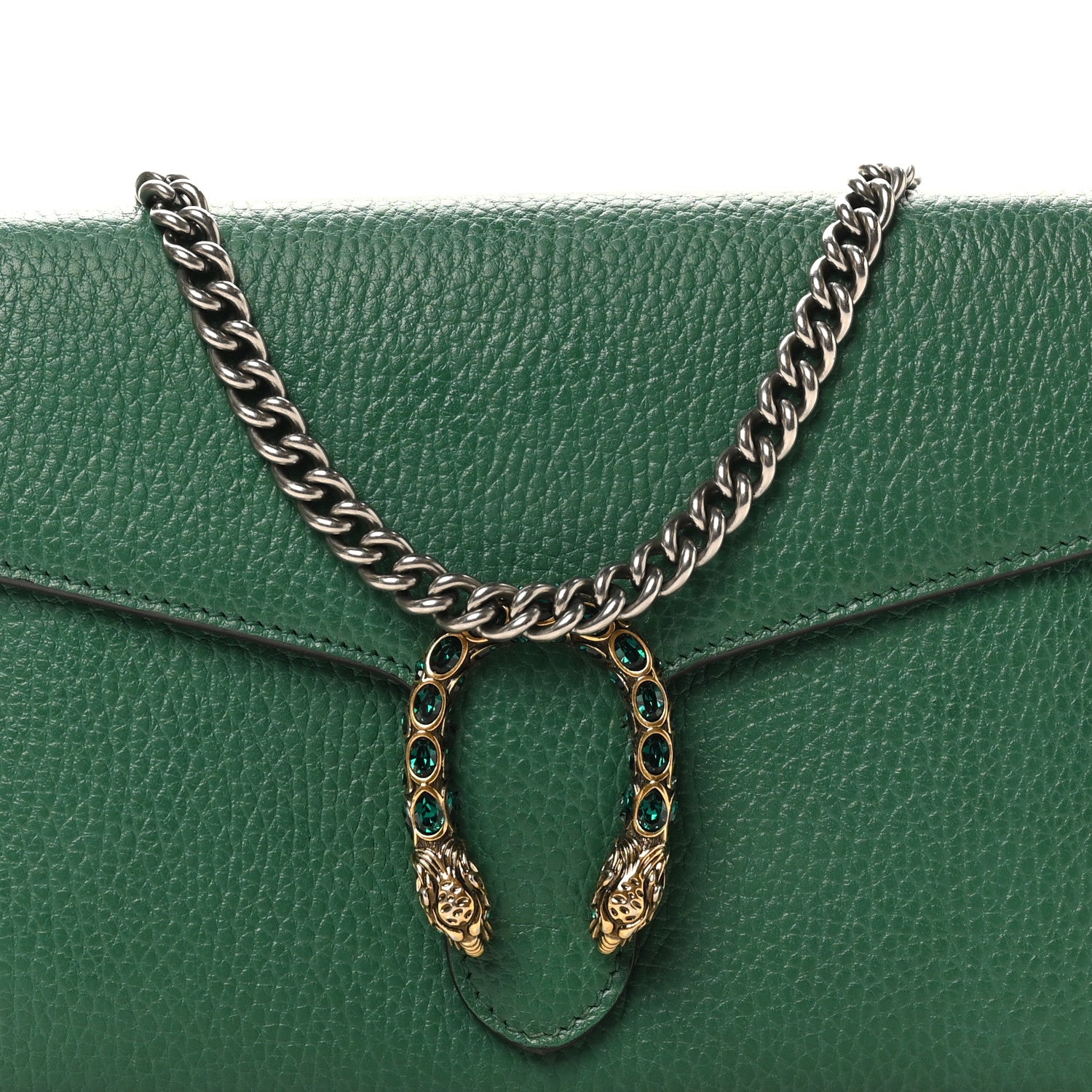 Gucci Calfskin Mini Dionysus Chain Wallet Emerald 8 of 10