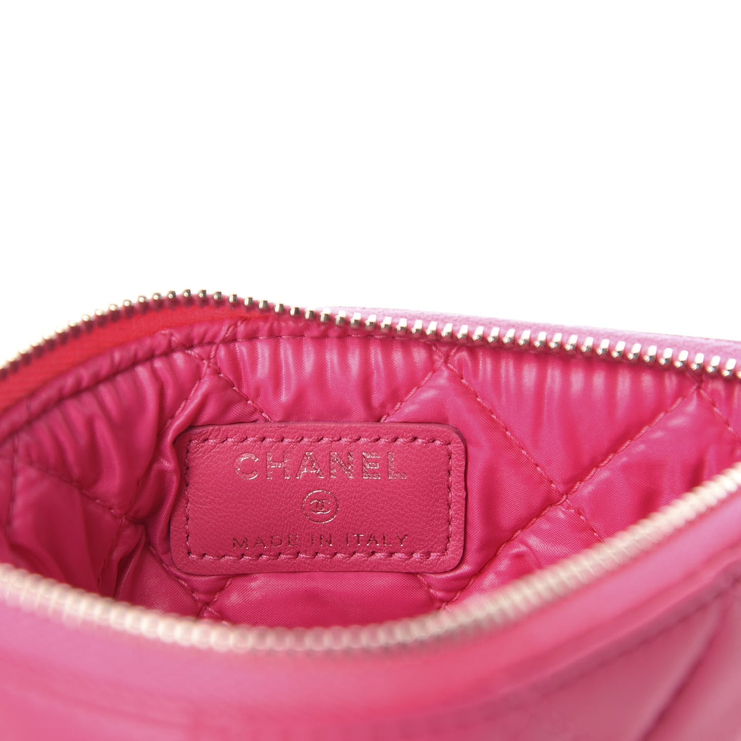 Lambskin Quilted Small Cosmetic Case Fuchsia