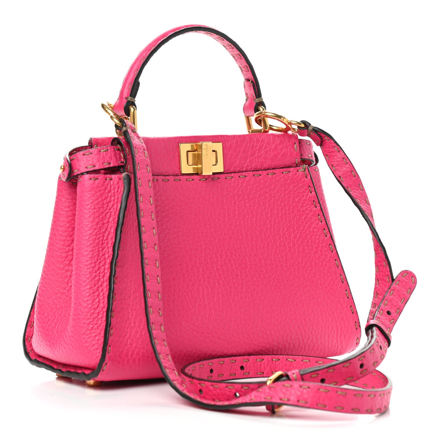 Cuoio Romano Selleria Mini Peekaboo Iconic Satchel Fuxia
