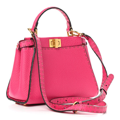 Fendi Cuoio Romano Selleria Mini Peekaboo Iconic Satchel Fuxia 2 of 9
