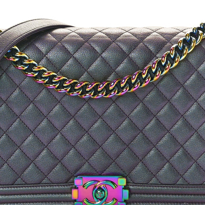 Chanel Iridescent Goatskin Quilted New Medium Boy Flap Purple 8 of 10