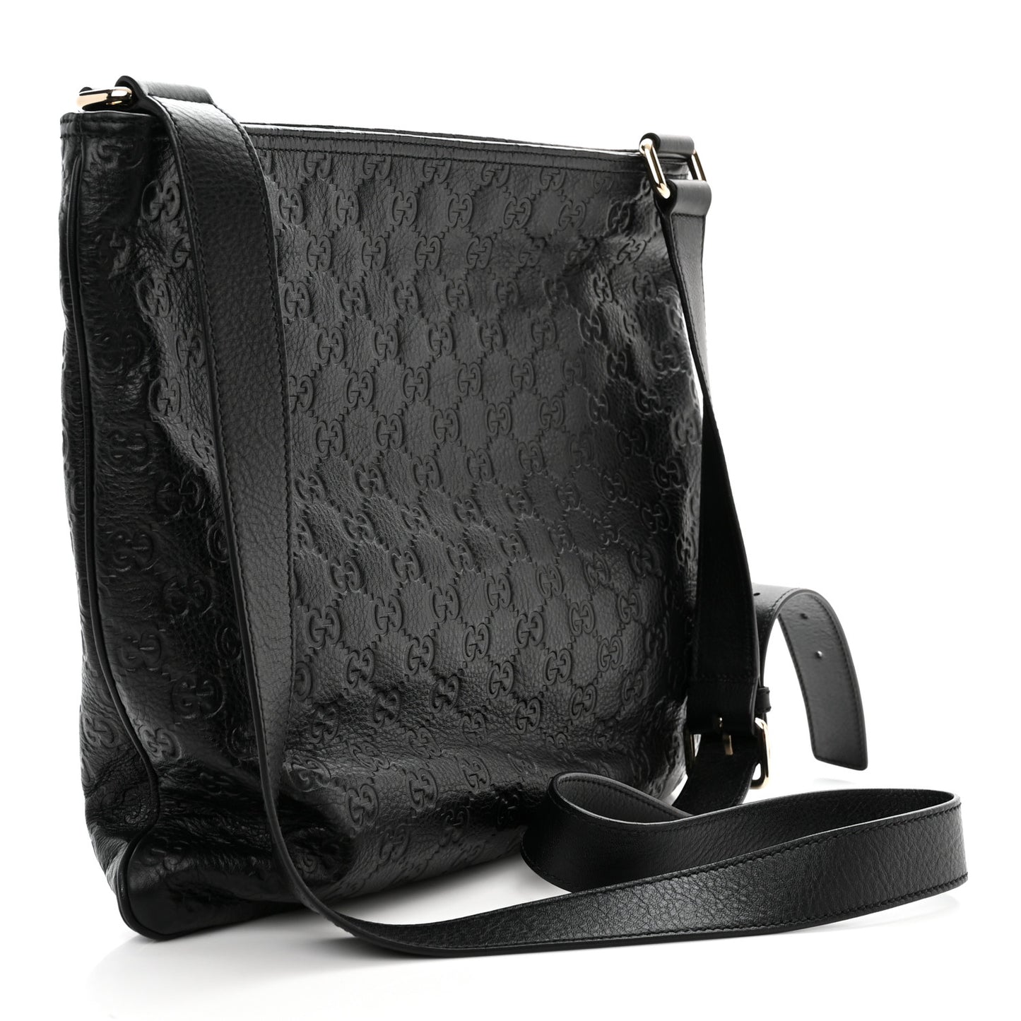 Guccissima Medium Flat Messenger Bag Black