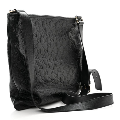 Gucci Guccissima Medium Flat Messenger Bag Black 3 of 10