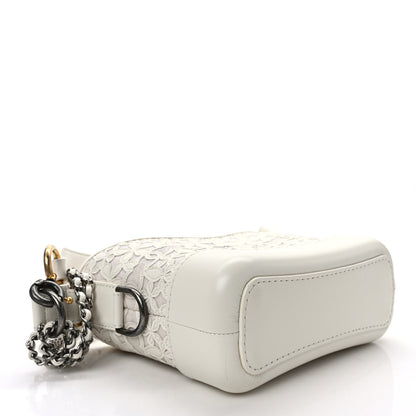 Chanel Calfskin Wool Felt Embossed Small Gabrielle Logo Hobo White 4 of 9