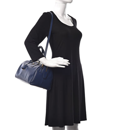 Prada Saffiano Lux Bauletto Bleuette 2 of 10