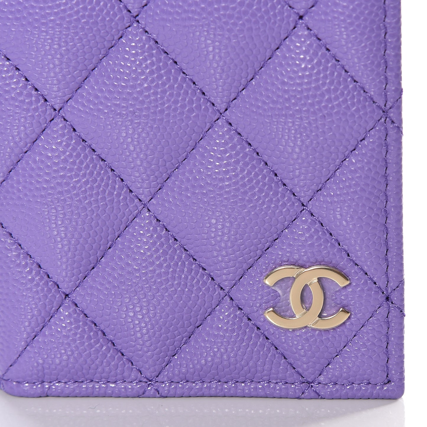Caviar Quilted Card Holder Wallet Purple
