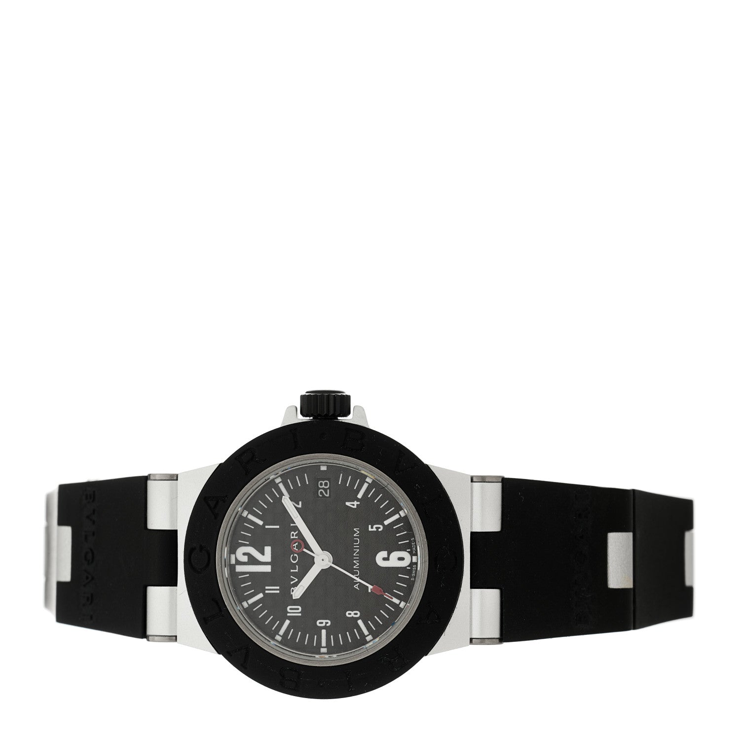 Bulgari Aluminum Rubber 29mm Diagono Quartz Watch Black 2 of 4