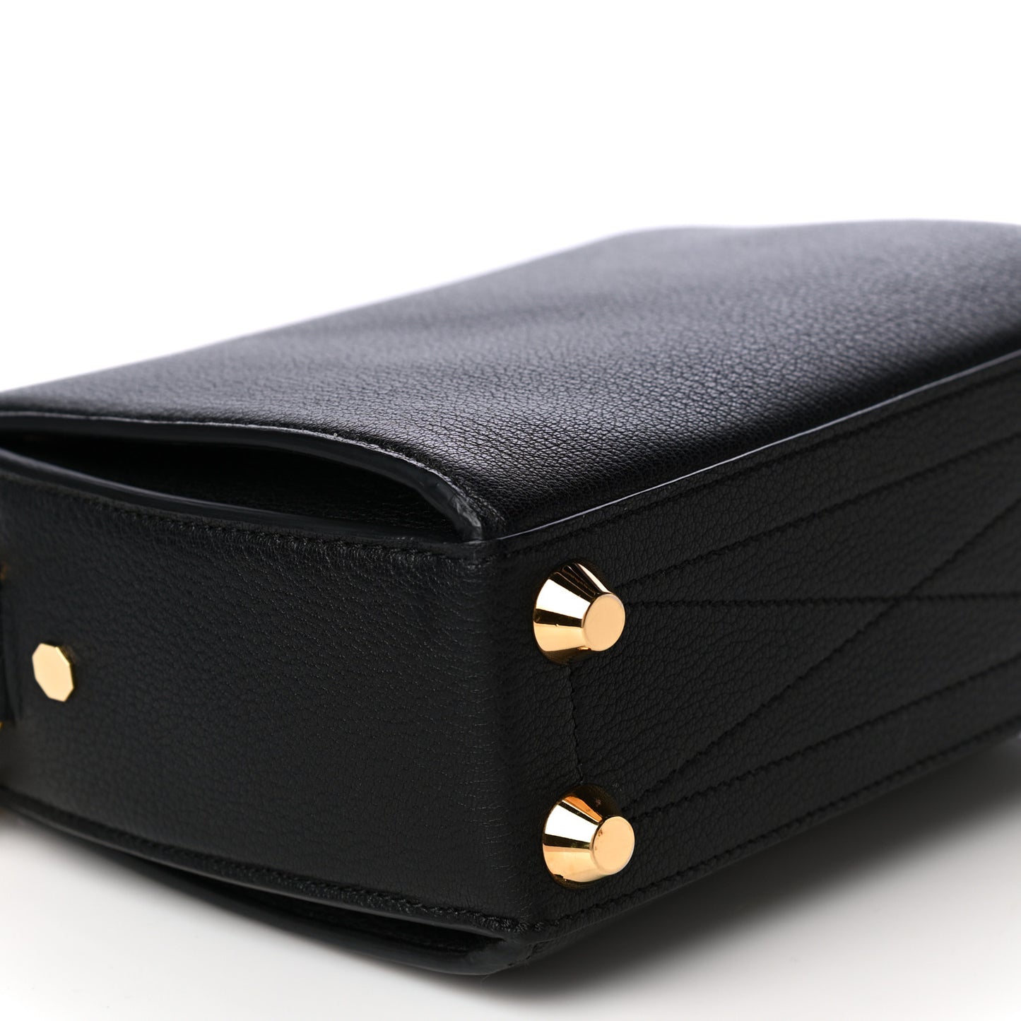 Fine Grain Goatskin Box Shoulder Bag 19 Black