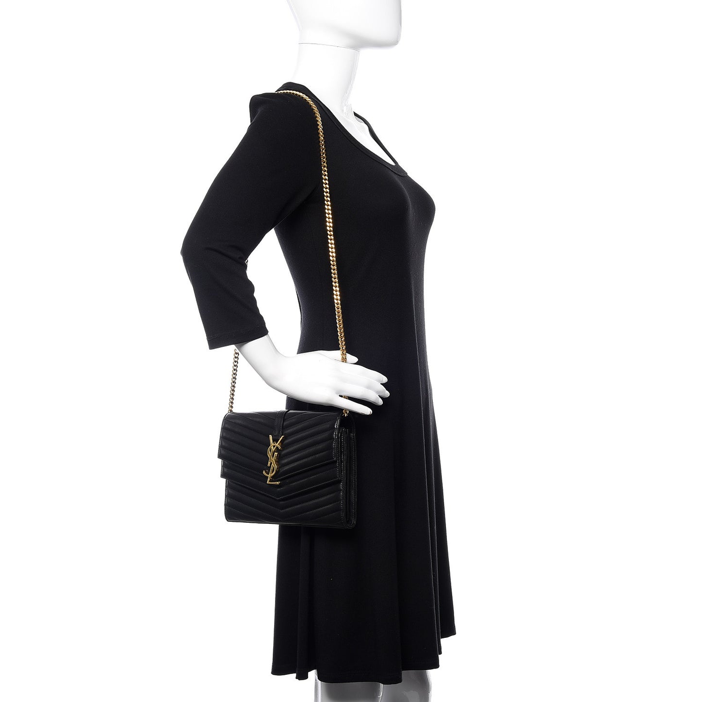 Lambskin Matelasse Chevron Monogram Sulpice Chain Wallet Black