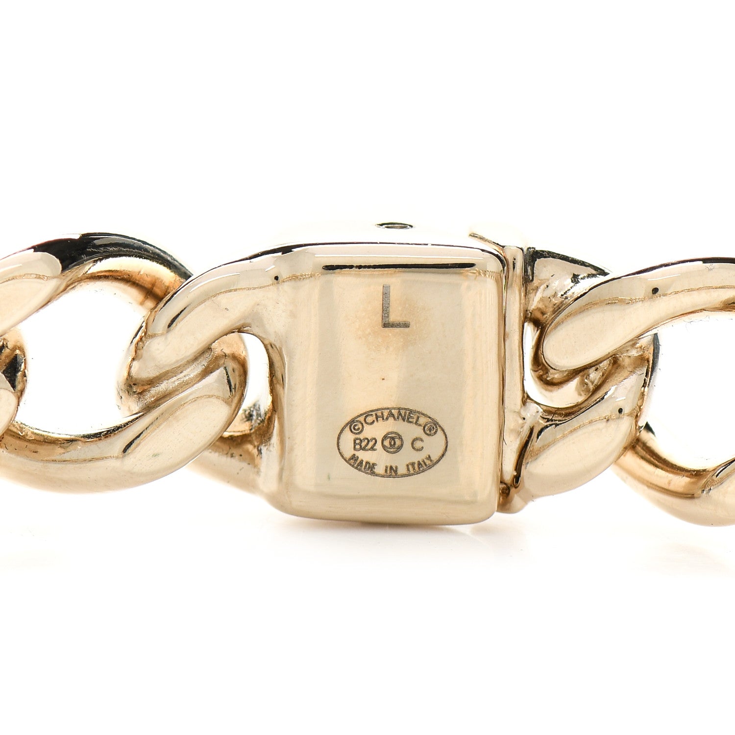 Chanel Metal CC Chain Link Choker Necklace L Gold 4 of 4