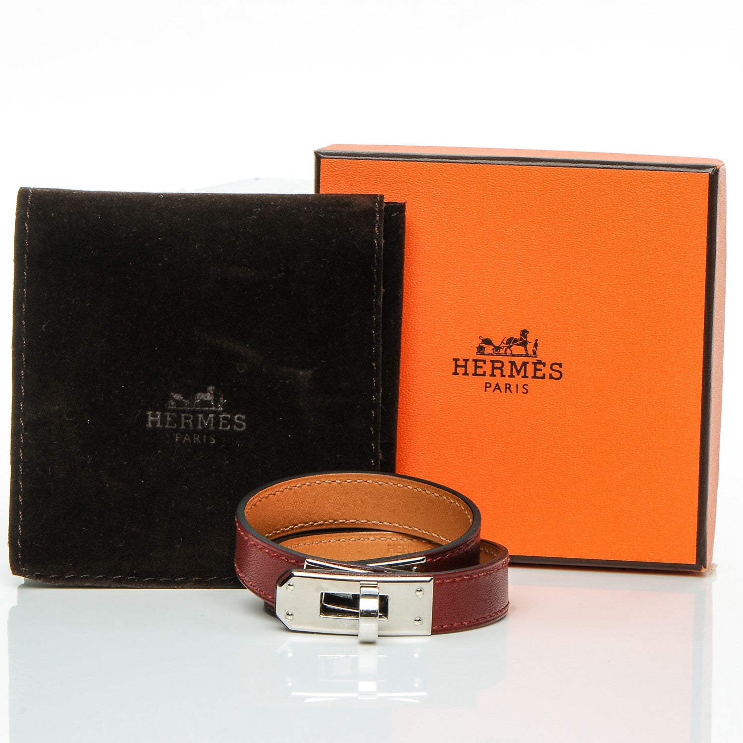 Hermes Tadelakt Kelly Double Tour Bracelet XS Rouge H 8 of 8