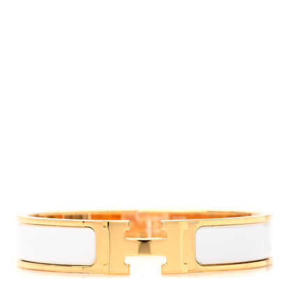 Hermes Enamel Narrow Clic Clac H Bracelet PM White 1 of 5