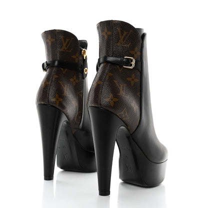 Louis Vuitton Calfskin Monogram Afterglow Platform Ankle Boots 35 Black 4 of 9
