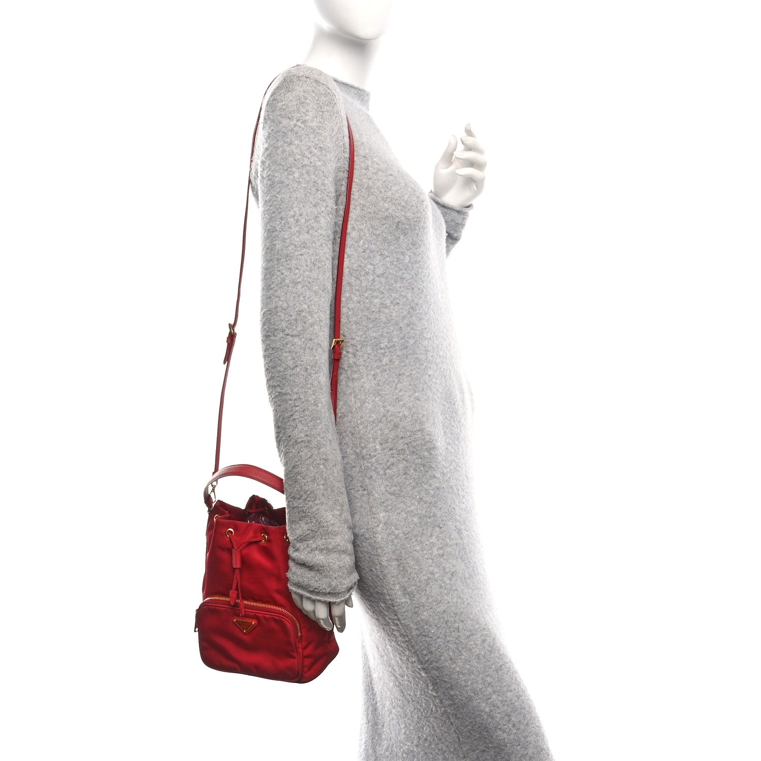 Prada Nylon Vela Saffiano Mini Bucket Crossbody Bag 2 of 15