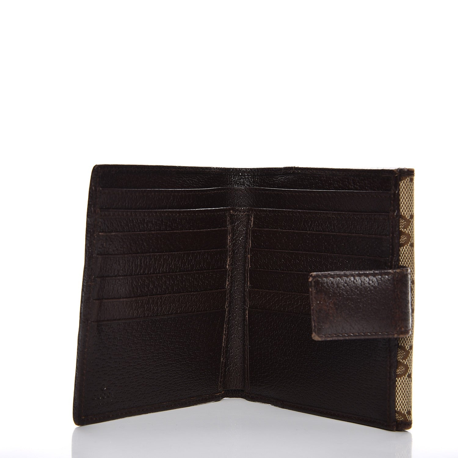 Gucci Monogram Metal Bar French Flap Wallet Beige Ebony Cocoa 5 of 12